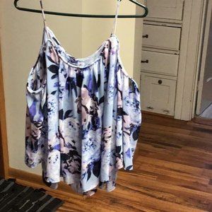 Cutout sleeve floral blouse